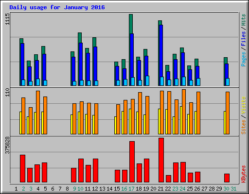 Daily usage for January 2016
