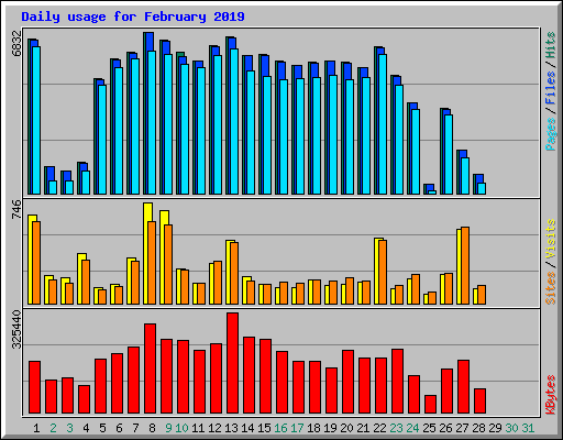 Daily usage for February 2019