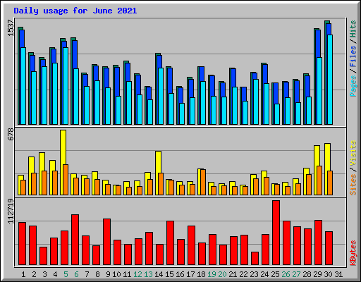 Daily usage for June 2021
