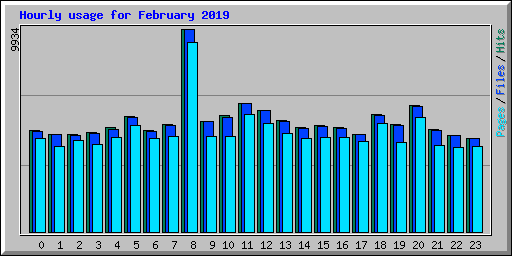Hourly usage for February 2019